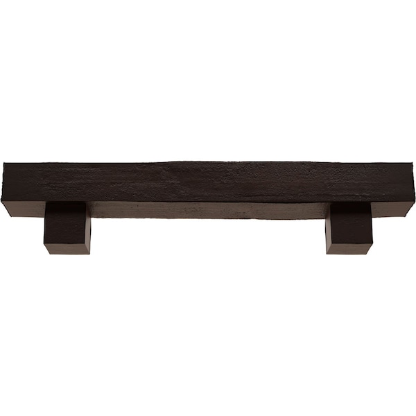 Kit W/ Alamo Corbels, Premium Mahogany, 4H  X 8D X 72W Rough Cedar Faux Wood Fireplace ManteL